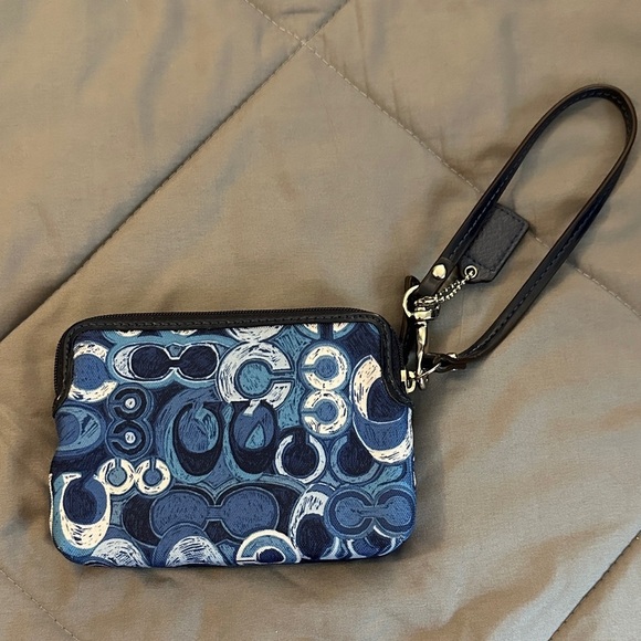 Coach Abstract Blue and white Wristlet - Picture 2 of 5